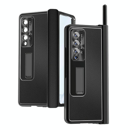 Shockproof Magnetic Litchi Pattern Phone Case for Samsung Galaxy z Fold 4 - Black