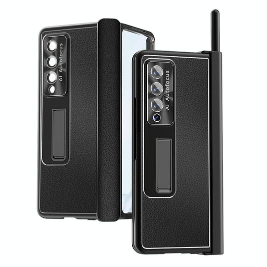 Shockproof Magnetic Litchi Pattern Phone Case for Samsung Galaxy z Fold 4 - Black