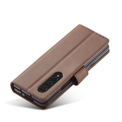 For Samsung Galaxy Z Fold4 5G Calf Leather Phone Case - Brown