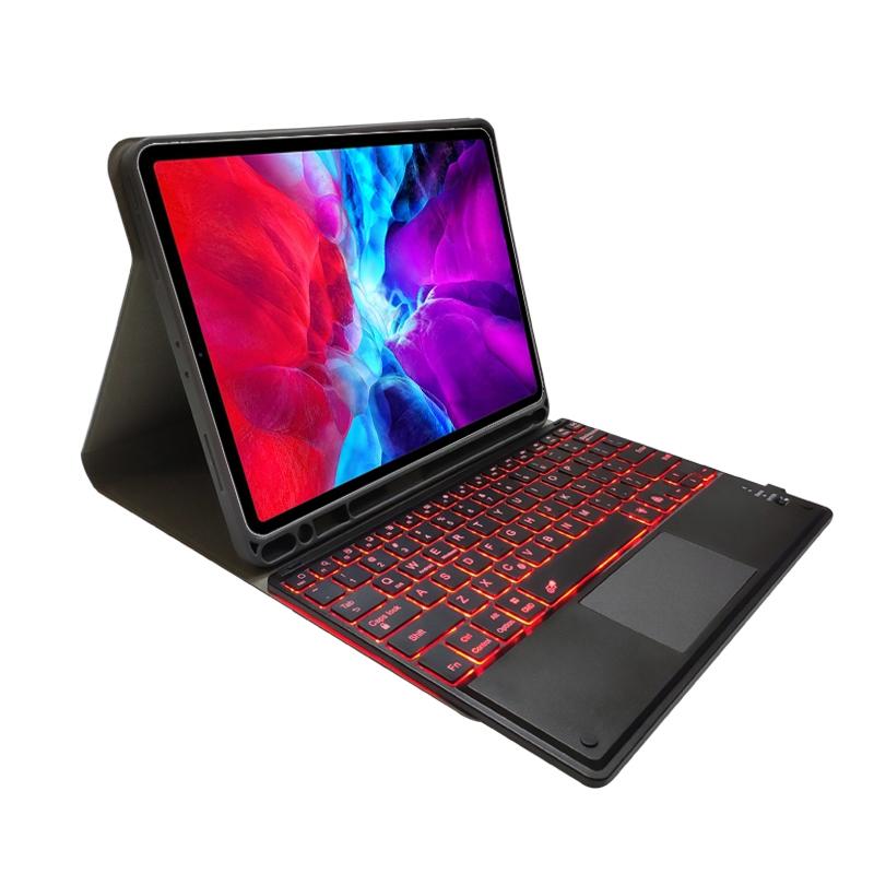 Bluetooth Keyboard Tablet Case For Ipad Pro 11 - Detachable Touch Leather Holder Pen Slot - Black