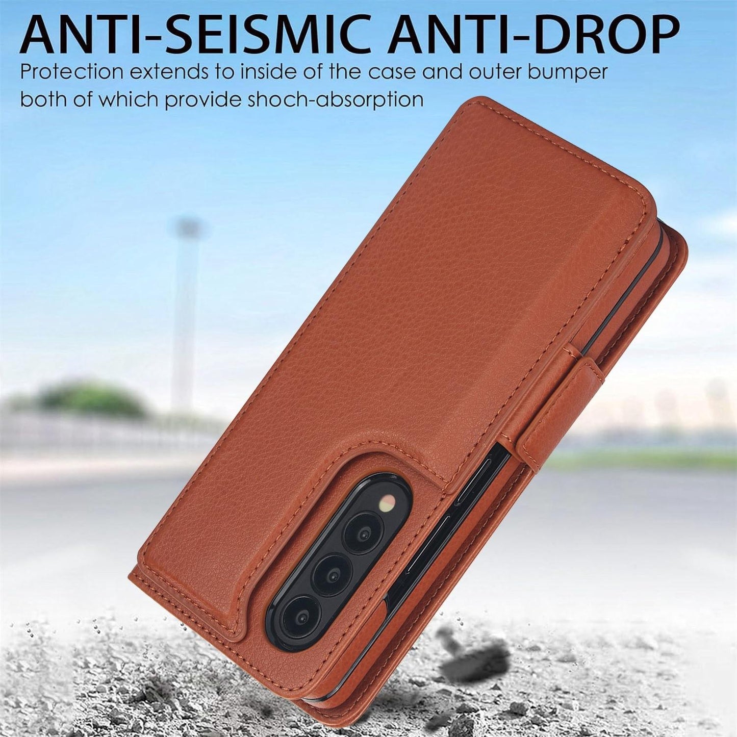 For Samsung Galaxy Z Fold4 5G Leather Phone Case With Pen Slot - White