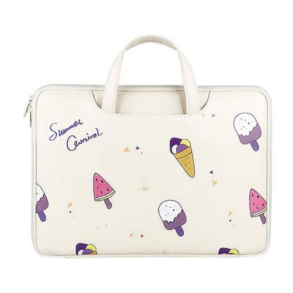 14.1-15.4 Inch Lightweight Printed Laptop Bag In Pu Material - Ice Cream