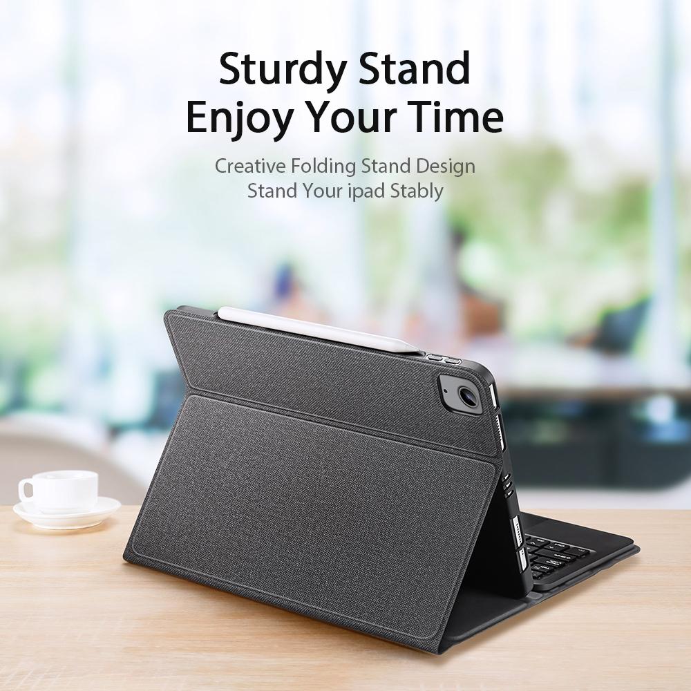 Leather Case With Bluetooth Keyboard & Touchpad For Ipad Air / Pro 11 - Black