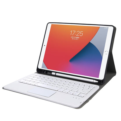 Bluetooth Keyboard Leather Case For Ipad Pro 10.5 With Touch Control - Lambskin Texture Compatible With 10.2 2021 & 2020 & 2019 / Air 3 - Black