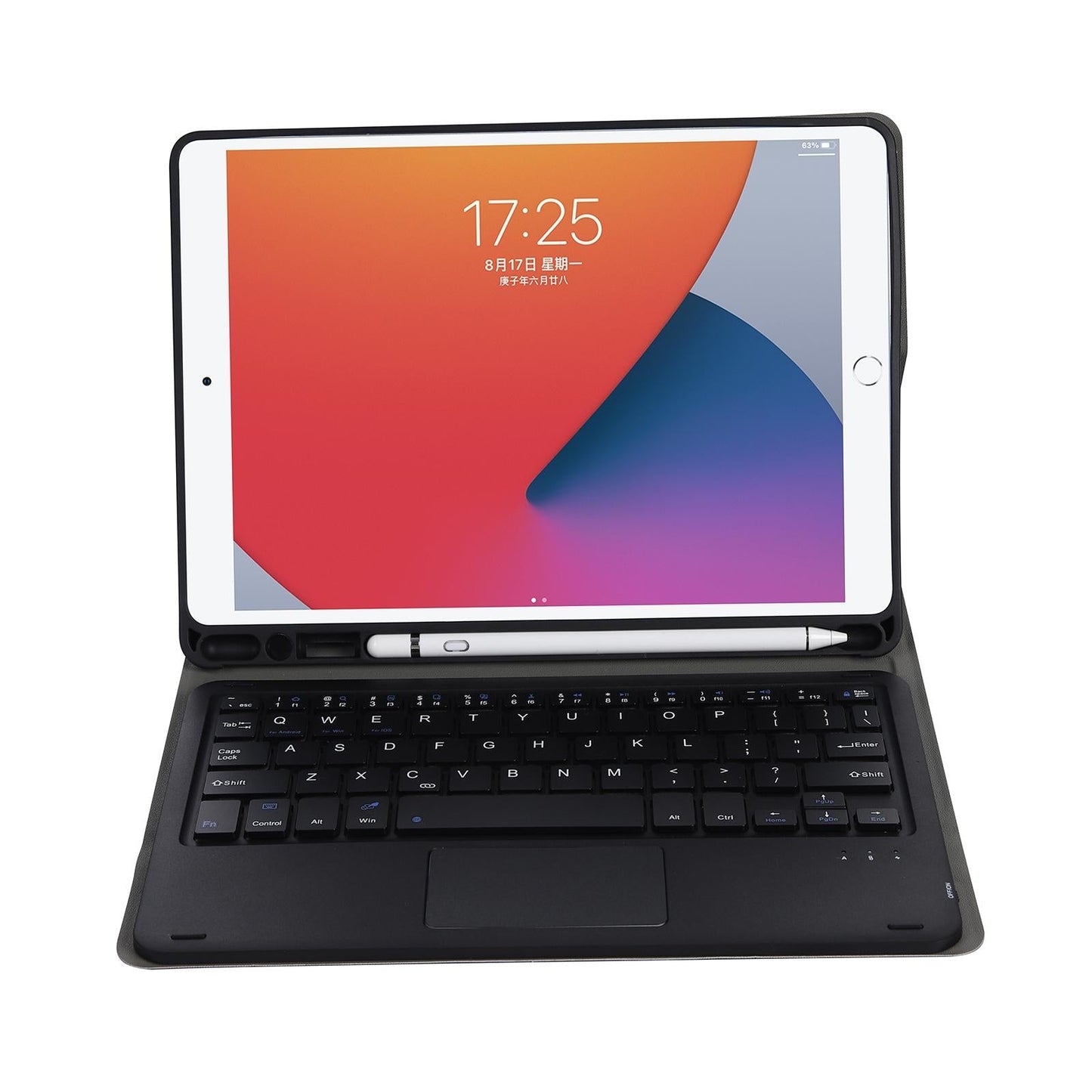 Bluetooth Keyboard Leather Case For Ipad Pro 10.5 With Touch Control - Lambskin Texture Compatible With 10.2 2021 & 2020 & 2019 / Air 3 - Black