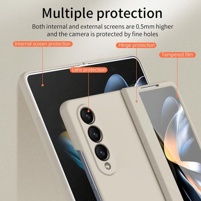 For Samsung Galaxy Z Fold4 5G Premium Hinged Folding Case - Coffee