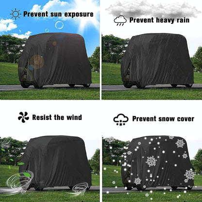 Waterproof Golf Cart Cover - 275 X 122 X 168 Cm - Black
