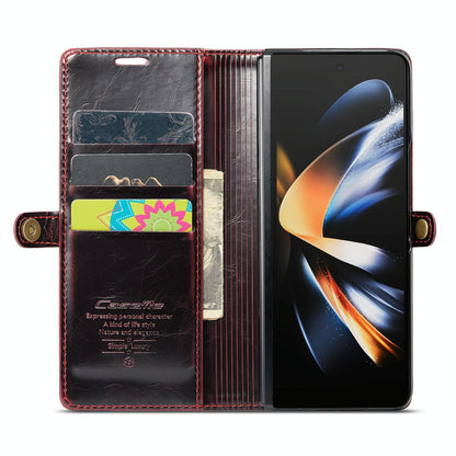 Premium Crazy Horse Leather Phone Case for Samsung Galaxy z Fold 4 - Black