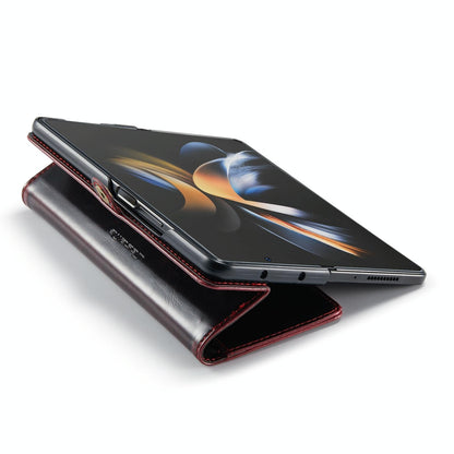 Premium Crazy Horse Leather Phone Case for Samsung Galaxy z Fold 4 - Black