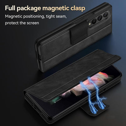 For Samsung Galaxy z Fold4 5G Magnetic Snap Leather Flip Case - All-inclusive - Black