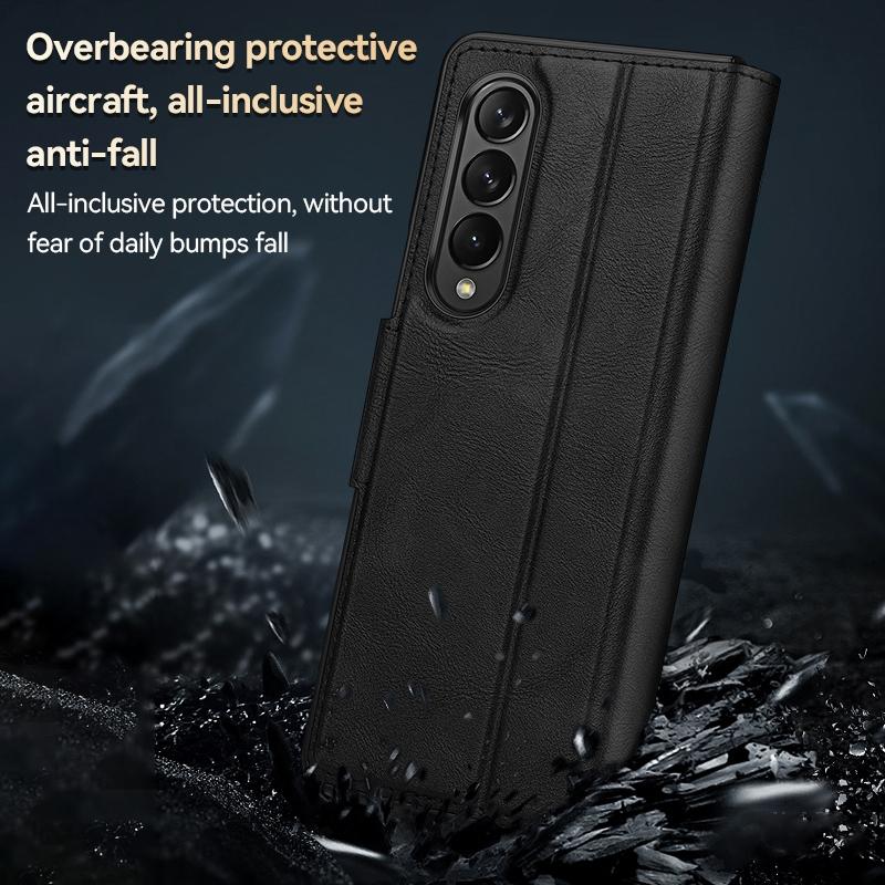 For Samsung Galaxy z Fold4 5G Magnetic Snap Leather Flip Case - All-inclusive - Black