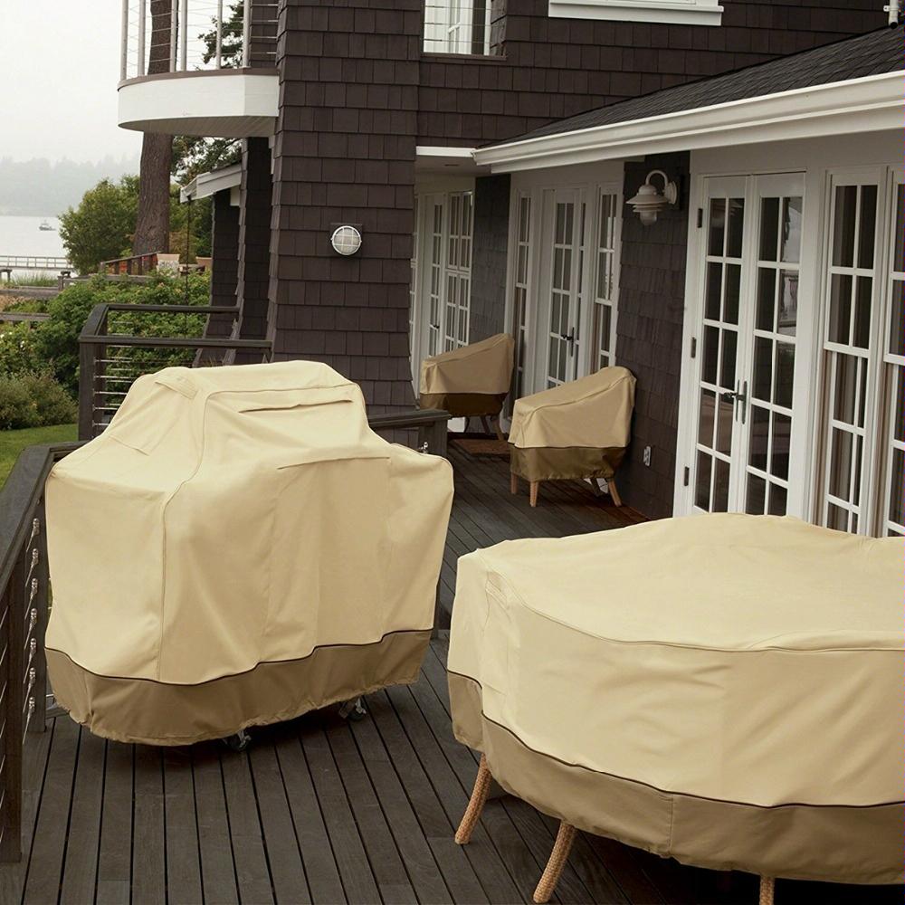 Waterproof Bbq Cover With Sundry Bag - Oxford Cloth 150X61X122Cm Beige