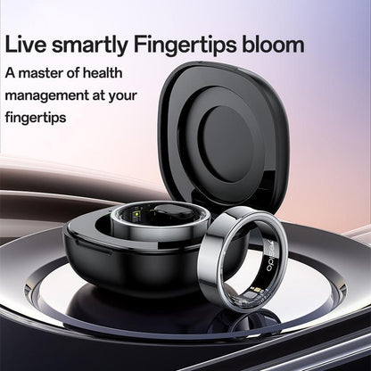 Smart Health Ring Temp Heart Rate Bp Reminder Black - 60Mm