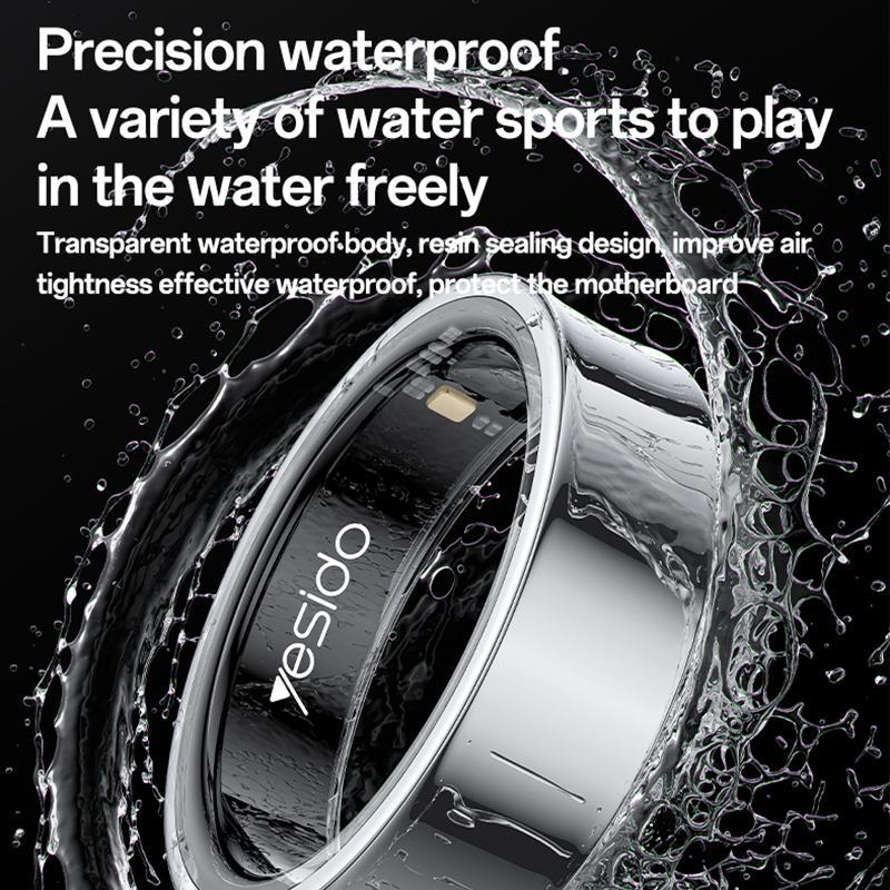 Smart Health Ring Temp Heart Rate Bp Reminder Black - 60Mm