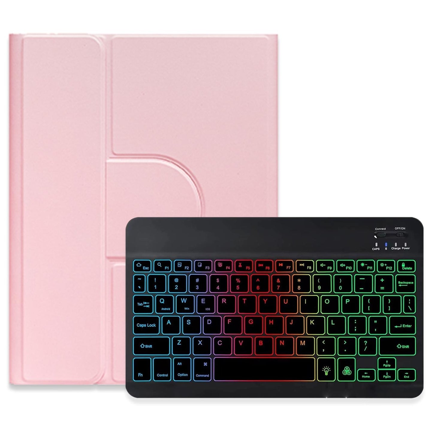360 Degree Rotatable Bluetooth Keyboard Leather Case With Three-Colour Backlight - Mint Green - For Ipad Air 2022 / Ipad Pro 11 2021