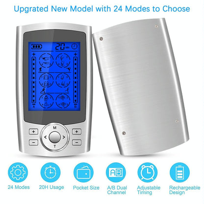 24-Mode Digital Pulse Massager For Whole Body Therapy Au Plug - Black