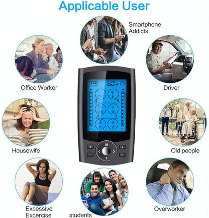 24-Mode Digital Pulse Massager For Whole Body Therapy Au Plug - Black