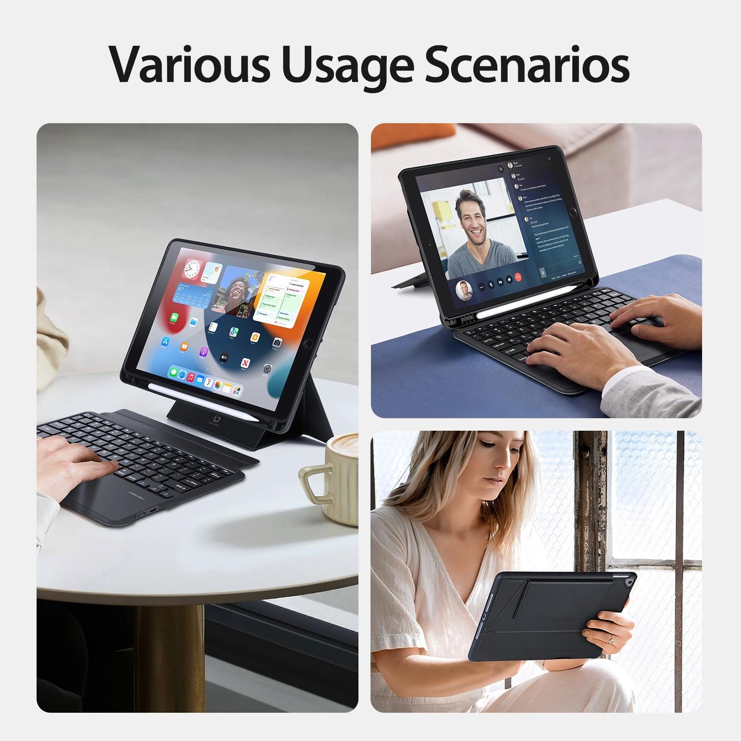 Black Magnetic Bluetooth Keyboard Tablet Case - For Ipad 10.2 2019/2020/2021/Air 2019/Pro 10.5 Inch 2017
