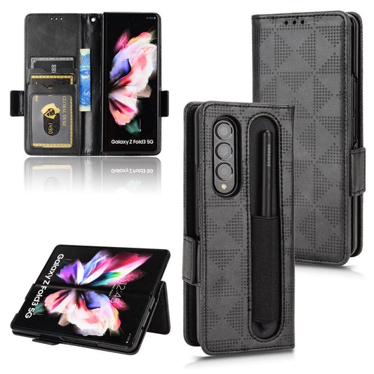 Symmetrical Leather Triangle Phone Case for Samsung Galaxy z Fold 4 - Black