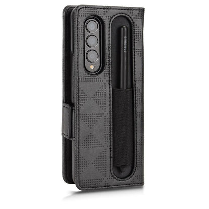 Symmetrical Leather Triangle Phone Case for Samsung Galaxy z Fold 4 - Black