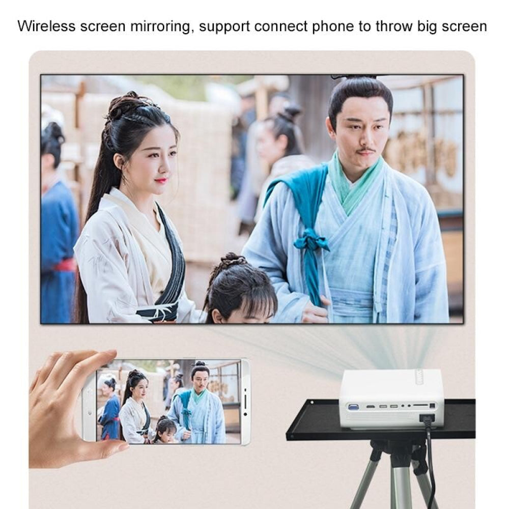 1080P Wireless Screen Mirroring Projector - Small Led - Black