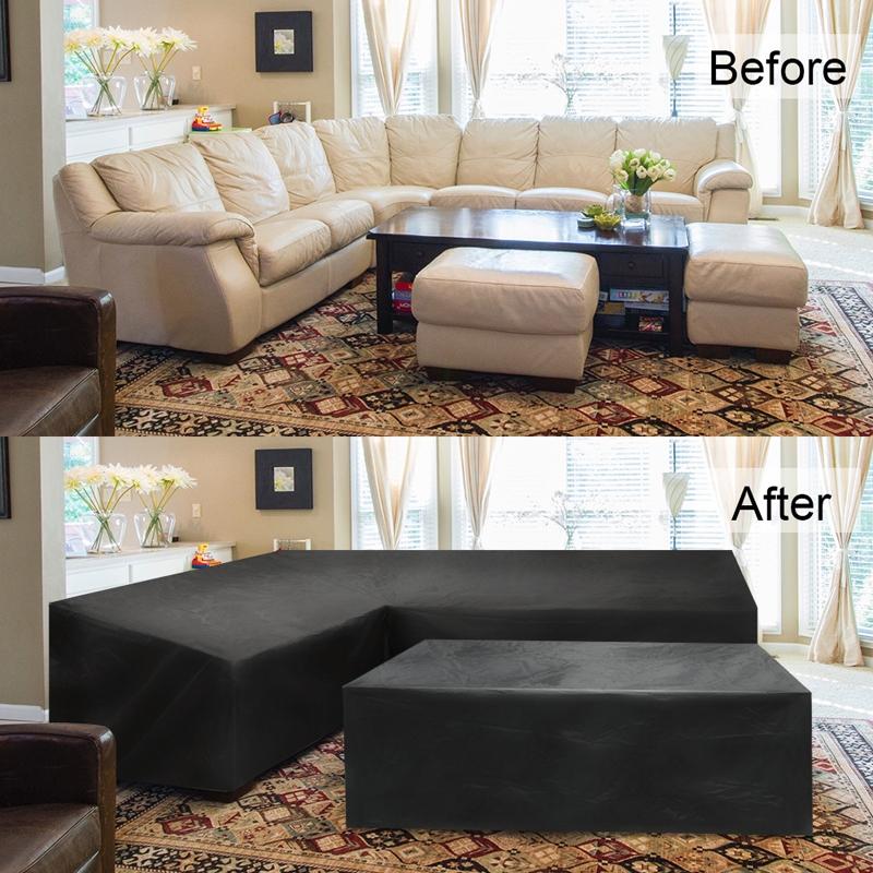 Waterproof Outdoor Corner Sofa Cover - 286X222X82Cm - Black