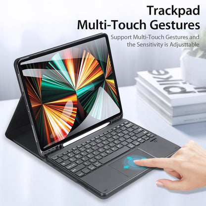 12.9 Ipad Pro Leather Case With Bluetooth Keyboard & Touchpad - Black