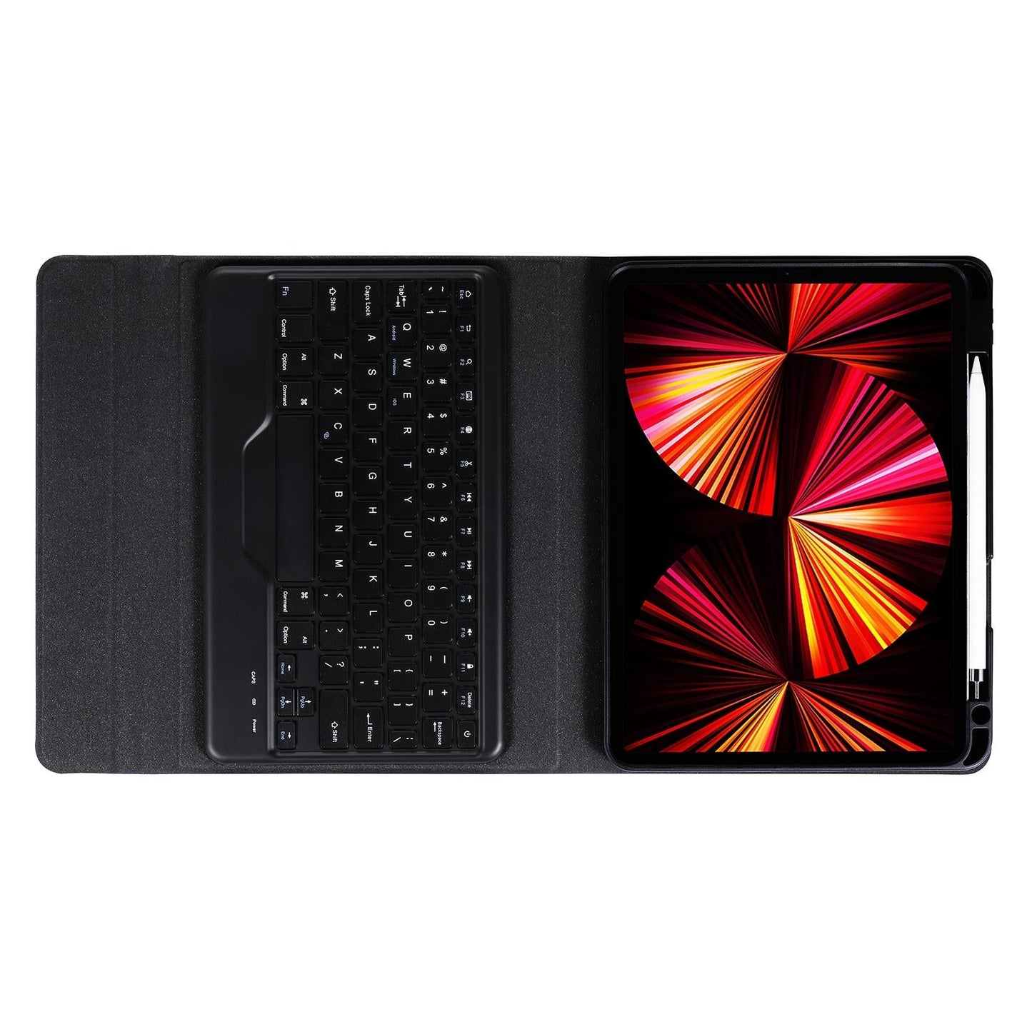 Bluetooth Keyboard Leather Case For Ipad Pro 11 With Triangle Holder & Pen Slot - Fits 2021 / 2020 / 2018 & Air 4 10.9 - Splittable - Black Diamond Pattern