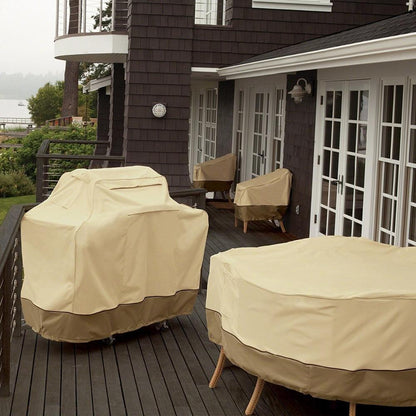 Waterproof Bbq Cover With Sundry Bag - Oxford Cloth 163X61X122Cm Beige