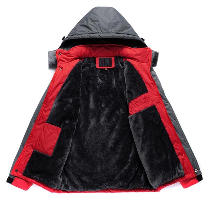 Men Winter Thick Fleece Waterproof Outwear Down Jackets Coats - Size Xl Black