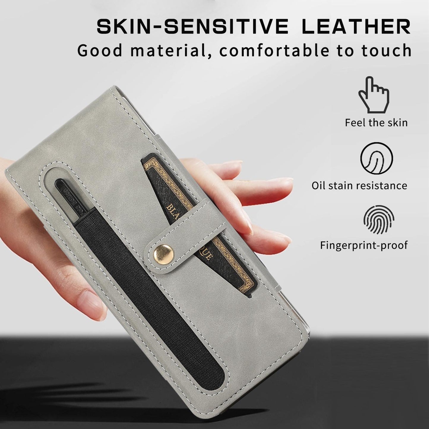 Shockproof Foldable Leather Case with Stylus for Samsung Galaxy z Fold 4 / 5g - Purple
