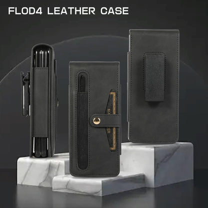 Shockproof Foldable Leather Case with Stylus for Samsung Galaxy z Fold 4 / 5g - Purple