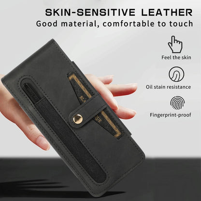Shockproof Foldable Leather Case with Stylus for Samsung Galaxy z Fold 4 / 5g - Purple