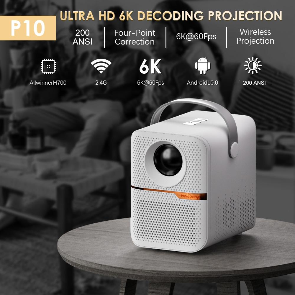 Portable Wifi Projector With Android 10 Os And Hd Display - White