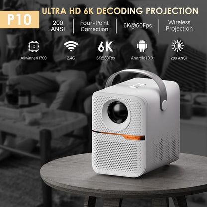Portable Wifi Projector With Android 10 Os And Hd Display - White