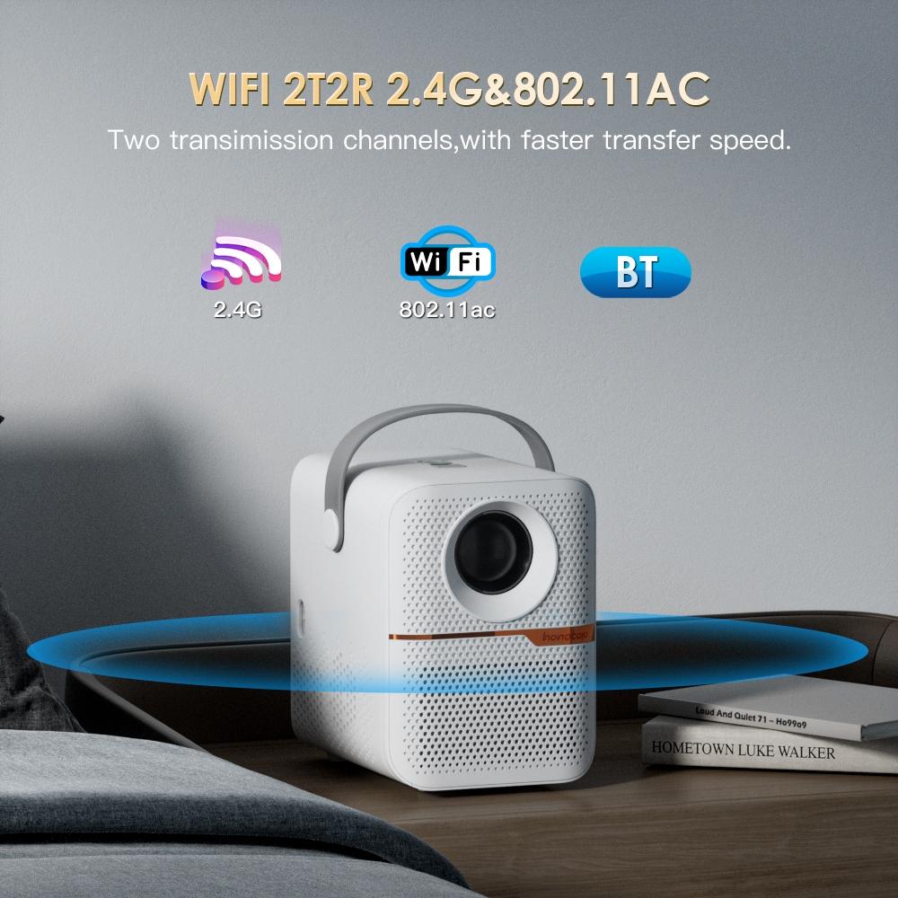 Portable Wifi Projector With Android 10 Os And Hd Display - White