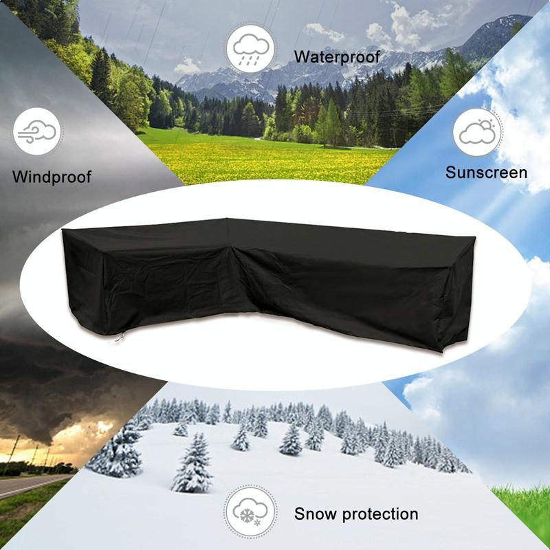 Waterproof Outdoor Corner Sofa Cover - 300X300X98Cm - Black