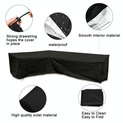 Waterproof Outdoor Corner Sofa Cover - 300X300X98Cm - Black