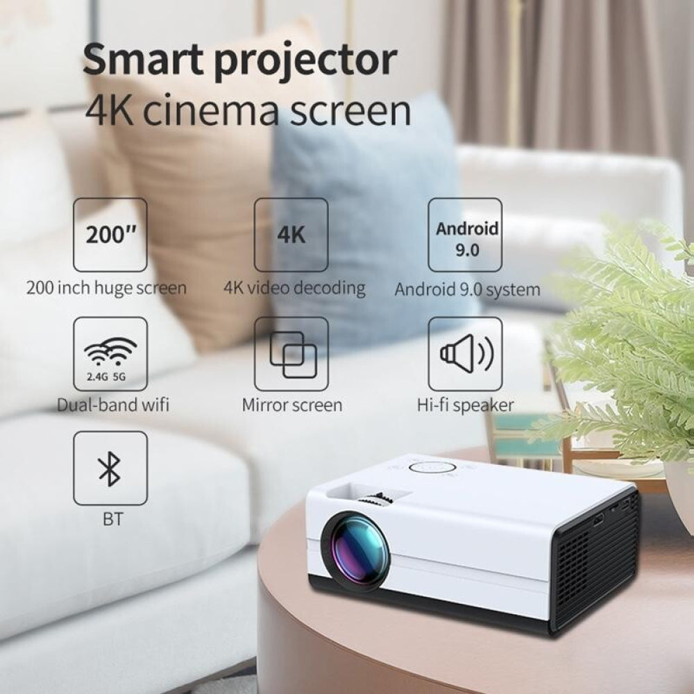Mini Lcd Digital Projector - 2200 Lumens - Android - White / Black - 800X480