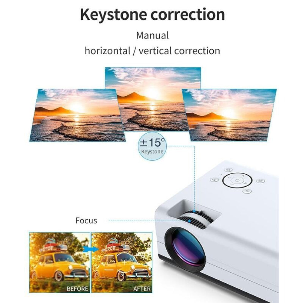 Mini Lcd Digital Projector - 2200 Lumens - Android - White / Black - 800X480