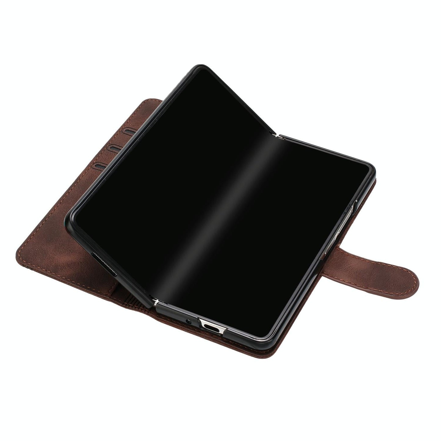 For Samsung Galaxy Z Fold4 5G Leather Phone Case With Heart Pattern - Red