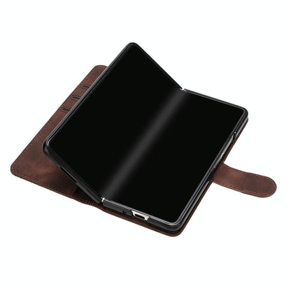 For Samsung Galaxy Z Fold4 5G Leather Phone Case With Heart Pattern - Red