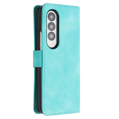 For Samsung Galaxy Z Fold4 5G Leather Phone Case With Heart Pattern - Red