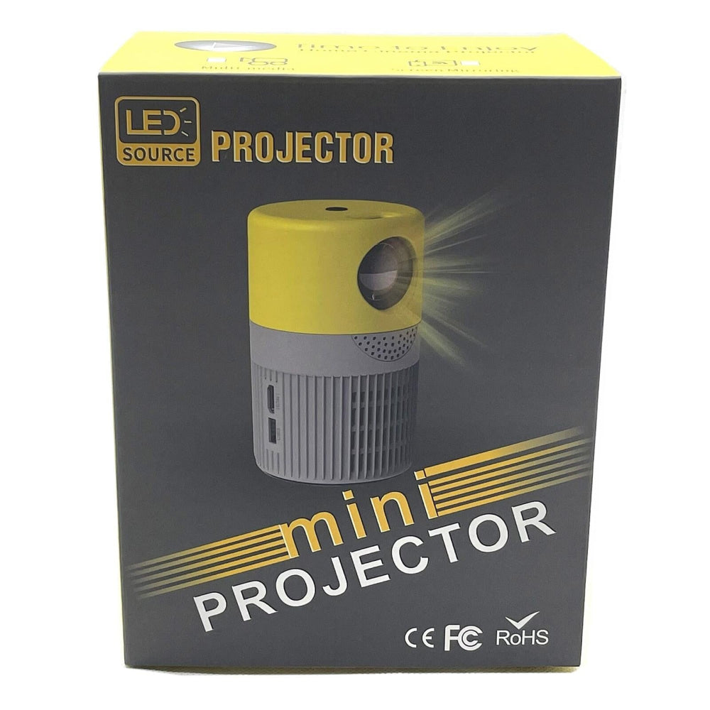 3000 Lumens Mini Projector With 100 Inch Screen - Grey Yellow