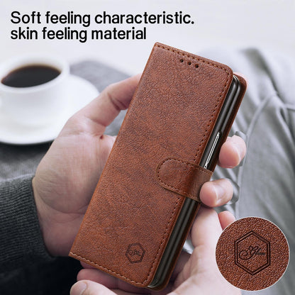 For Samsung Galaxy Z Fold4 5G Leather Texture Phone Case - Pu Tpu - Black