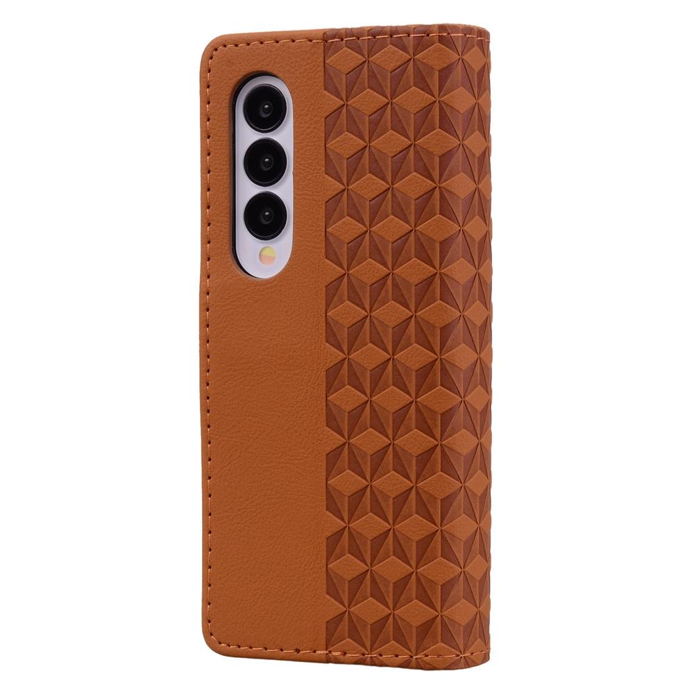 For Samsung Galaxy Z Fold4 5G Leather Phone Case With Diamond Buckle And Lanyard - Green
