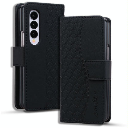 For Samsung Galaxy Z Fold4 5G Leather Phone Case With Diamond Buckle And Lanyard - Green