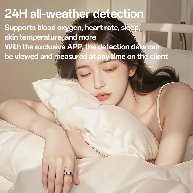 Smart Health Ring Temp Heart Rate Bp Reminder Black - 68Mm