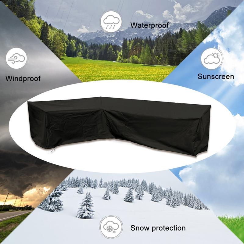 210X270X85Cm Black Outdoor Corner Sofa Cover For Garden Furniture