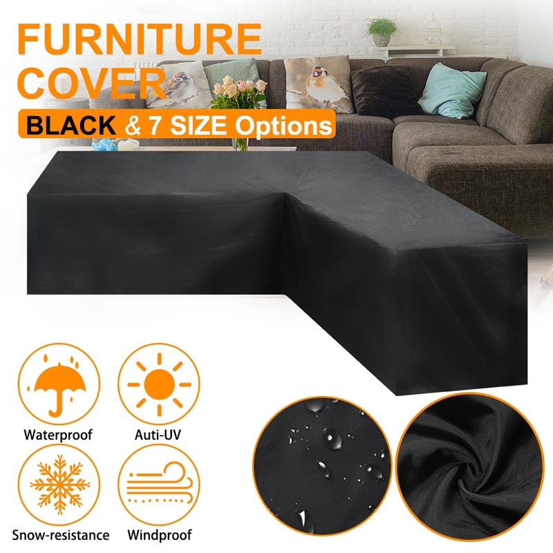 210X270X85Cm Black Outdoor Corner Sofa Cover For Garden Furniture